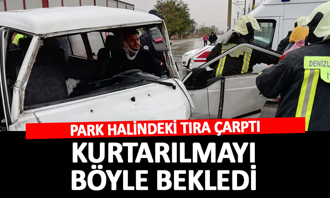 Yaralanan sürücü kurtarılmayı bekledi