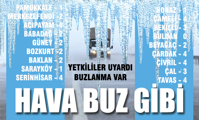 Yetkililer buzlanmaya dikkat çekiyor, Denizli donuyor
