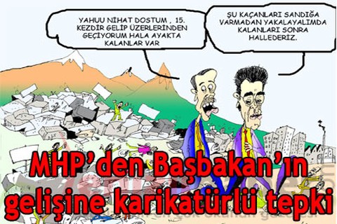 Başbakan gelişine karikatürlü tepki