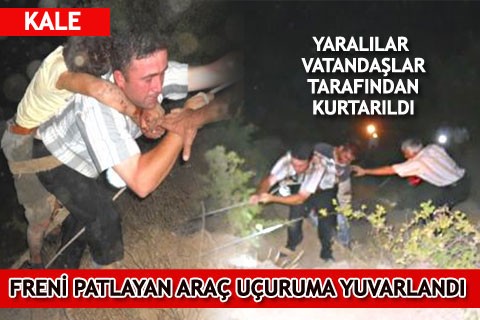 FRENİ PATLAYAN ARAÇ UÇURUMA YUVARLANDI