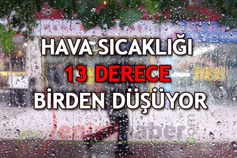 HAVA SICAKLIĞI 13 DERECE BİRDEN DÜŞÜYOR