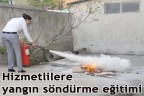 Hizmetlilere yangın söndürme eğitimi