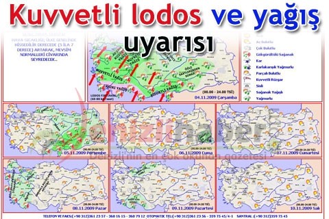 Kuvvetli lodos ve yağış uyarısı