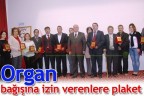 Organ bağışına izin verenlere plaket
