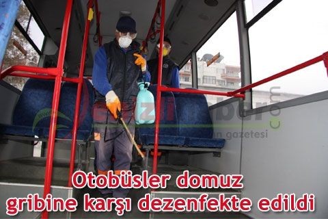 Otobüsler domuz gribine karşı dezenfekte edildi
