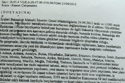 BELDE BELEDİYELERİNİN YETKİLERİ VALİLİĞE DEVREDİLDİ