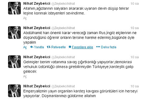 Zeybekci’den Twitter’da Gezi Duaları