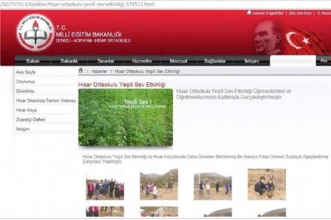Okulun internet sitesinde kenevir fotoğrafı