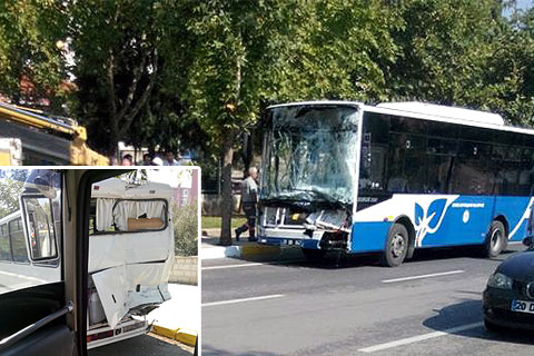 Belediye otobüsü-minibüs çarpıştı: 16 yaralı var