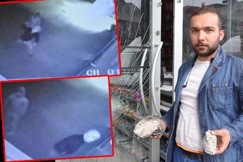 Camı kıramayınca marketi soyamadılar