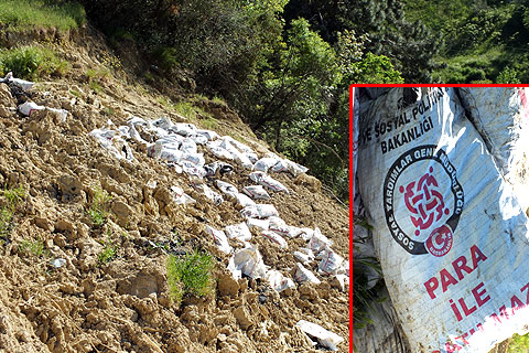 Tonlarca kömür uçuruma atıldı