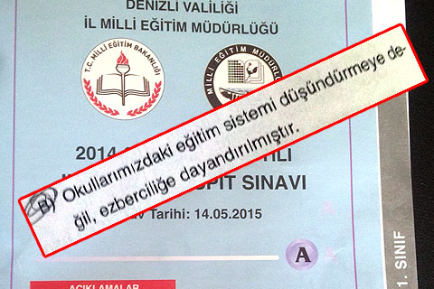 Sınav sorusunda “Eğitim sistemi ezberci” itirafı