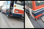 Servis otobüsü yola gömüldü
