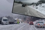 Cankurtaran’da trafiğe kar engeli