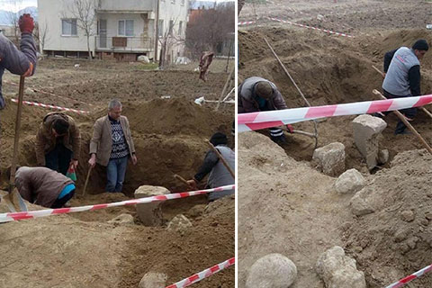 Soğan bahçesinde tarihi mezar bulundu