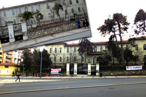 Denizli Lisesi bahçesinde çam ağaçları kesildi