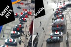 Protokol törende, araçları yaya kaldırımında