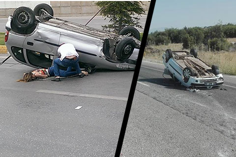 Acıpayam ve Askeri Saha Yolu’nda kaza