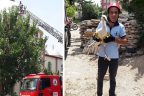 Yavru leyleği itfaiye kurtardı