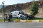 Askeri Yol’daki kaza ucuz atlatıldı