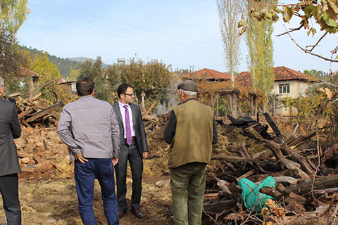 Yangın mağduru Dinç’in yaraları sarılıyor