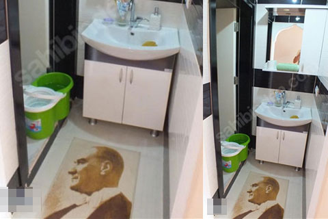 Atatürk’e büyük hakaret, Ata’yı banyoya paspas yaptı