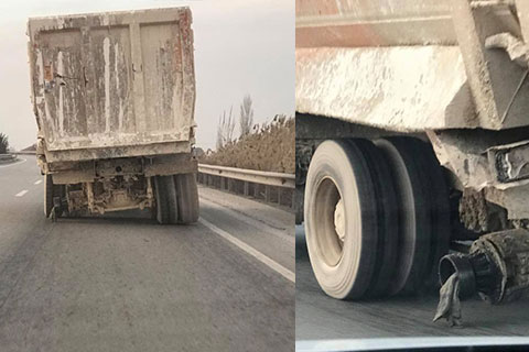 Lastiklerinden ikisi yok ama trafikte