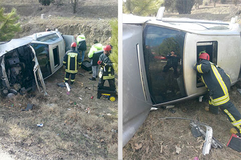 Otomobil şarampole yuvarlandı, 2 kişi yaralandı