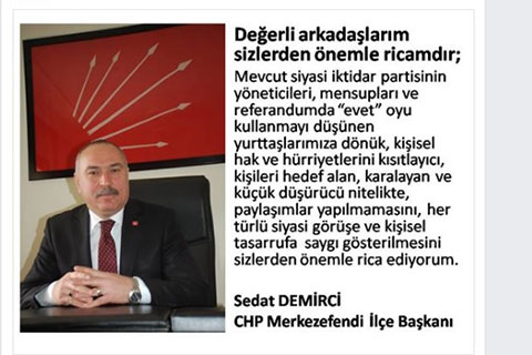 Demirci’den dikkat çeken paylaşım