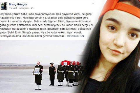 Şehit kızından yürek yakan paylaşım