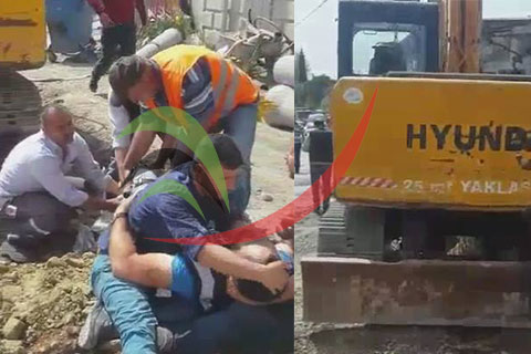 Kepçenin denge demiri ayağını parçaladı