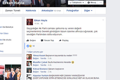 Kale Belediye Başkanı Hayla, AK Parti’den istifa etti