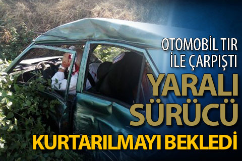 Otomobil TIR’a çarpıp, şarampole yuvarlandı: 2 yaralı