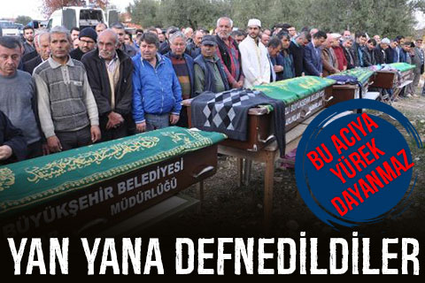 Kaza kurbanı 4 kişi yan yana defnedildi