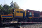 Ray bakım aracıyla yük treni çarpıştı