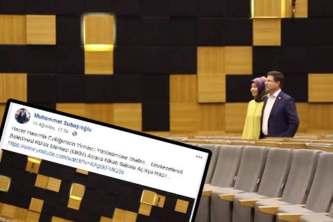 Halkın parasıyla yaptırdı, eşine ithaf etti