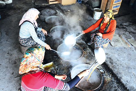 Tavas’ta 7 asırlık gelenek: İmeceyle çarpınada pekmez
