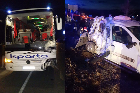 Yolcu otobüsü ile ticari araç çarpıştı: 3 yaralı