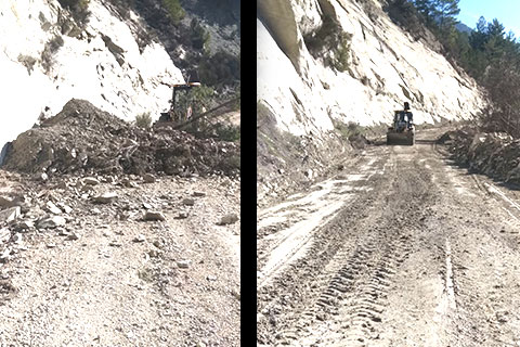 Çameli’de heyelan nedeniyle kapanan yol açıldı