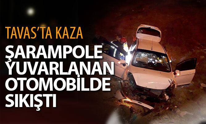 Tavas’ta otomobil şarampole yuvarlandı: 1 yaralı