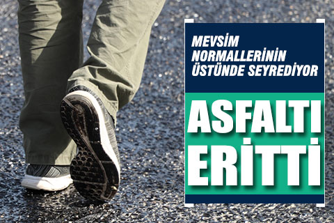 Denizli’de sıcak hava asfaltı eritti