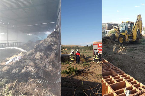 Süller’deki bir besihanede yangın çıktı