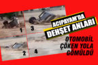 Acıpayam’da dehşet anları. Sele kapılan otomobil, çöken yola gömüldü