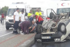 Kocabaş’ta otomobil takla attı, 2 kişi yaralandı