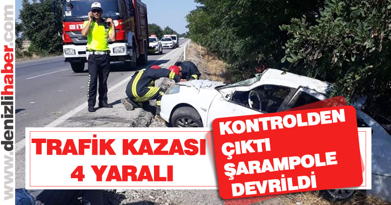 Kontrolden çıkan otomobil şarampole devrildi: 4 yaralı