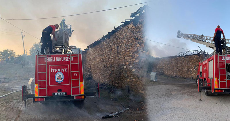 Çal’da bir evde çıkan yangında iki kişi mahsur kaldı