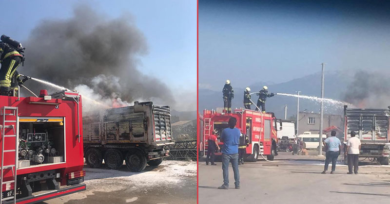 Kamyon kasasında yangın çıktı