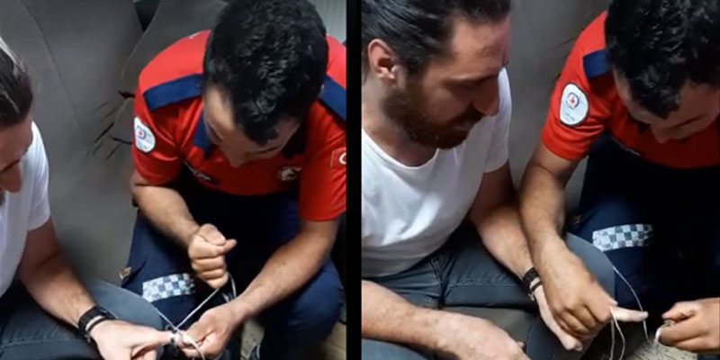 Parmağına sıkışan yüzüğü itfaiye çıkardı