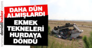 Yeni aldıkları kamyonetle dönüş yolunda kaza yaptılar