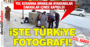Yol kenarına bırakılan ayakkabılar kapışıldı